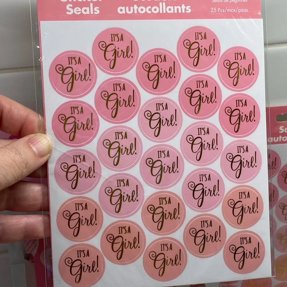BABY SHOWER GIRL TREAT BOXES, TAGS & STICKER SEALS NEW